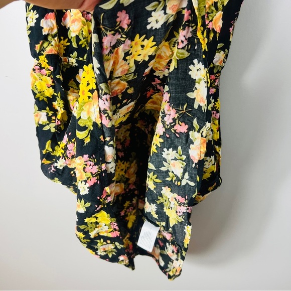Xhilaration Sleeveless Floral Crew Neck MIDI Dress Black and Mustard women Large - Picture 8 of 11